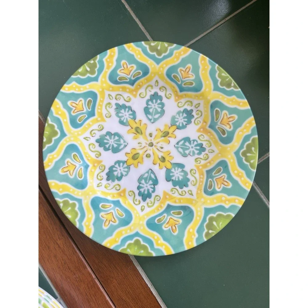Set 14 Assorted LAURIE GATES MOROCCAN BOHO MELAMINE 8 Salad Plates & 6 Bowls